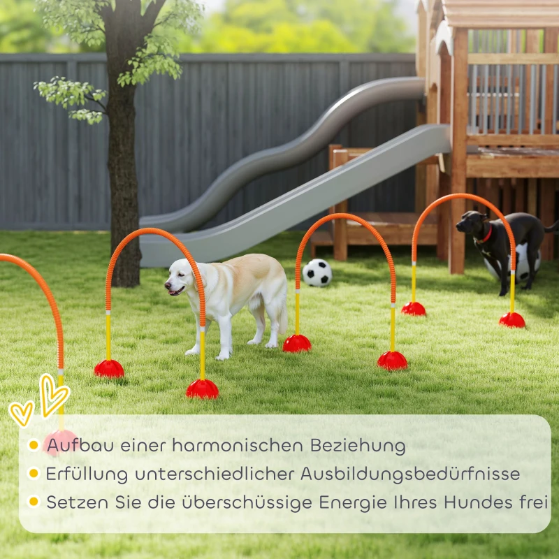 PawHut Behendigheidsset voor honden met 4 verstelbare deuren, draagtas, Geel en Oranje