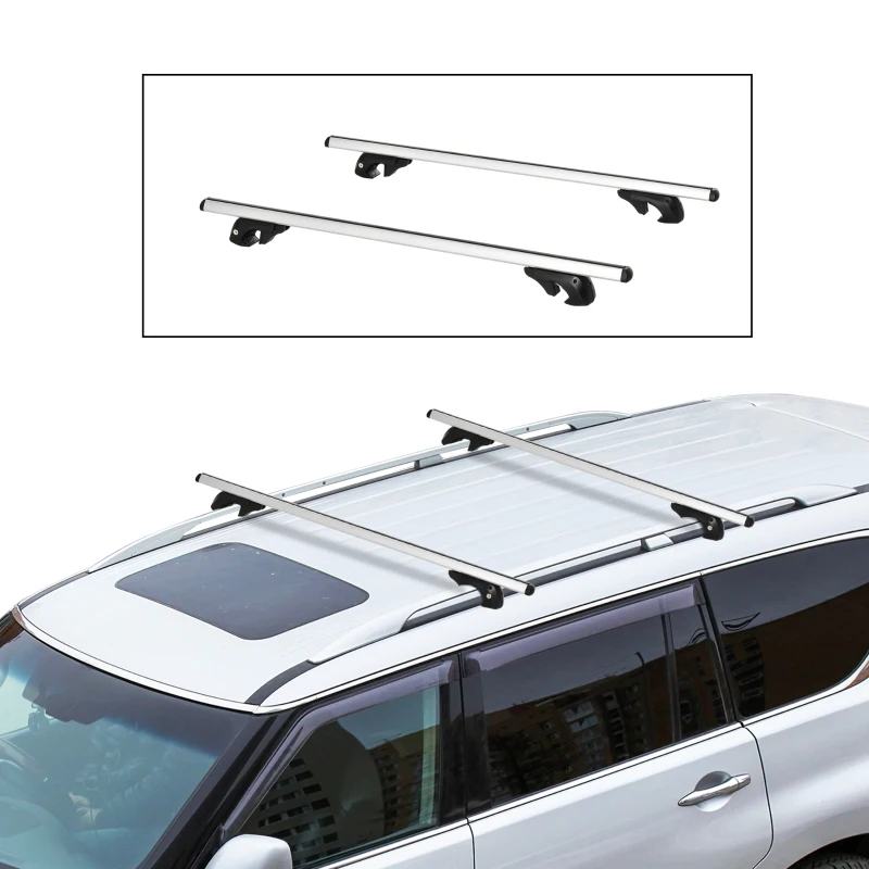 HOMCOM Barres de Toit de Voiture Transversales, Verrouillables avec 2 Clés, Alliage d'Aluminium, Charge 75 kg, Argenté