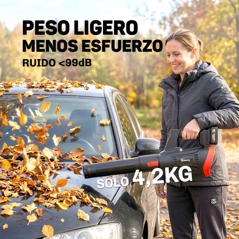 Outsunny Soplador de Hojas Sin Cable 18V con 2 Baterías de 4.0Ah y Cargador Motor sin Escobillas 600W 3 Velocidades Negro