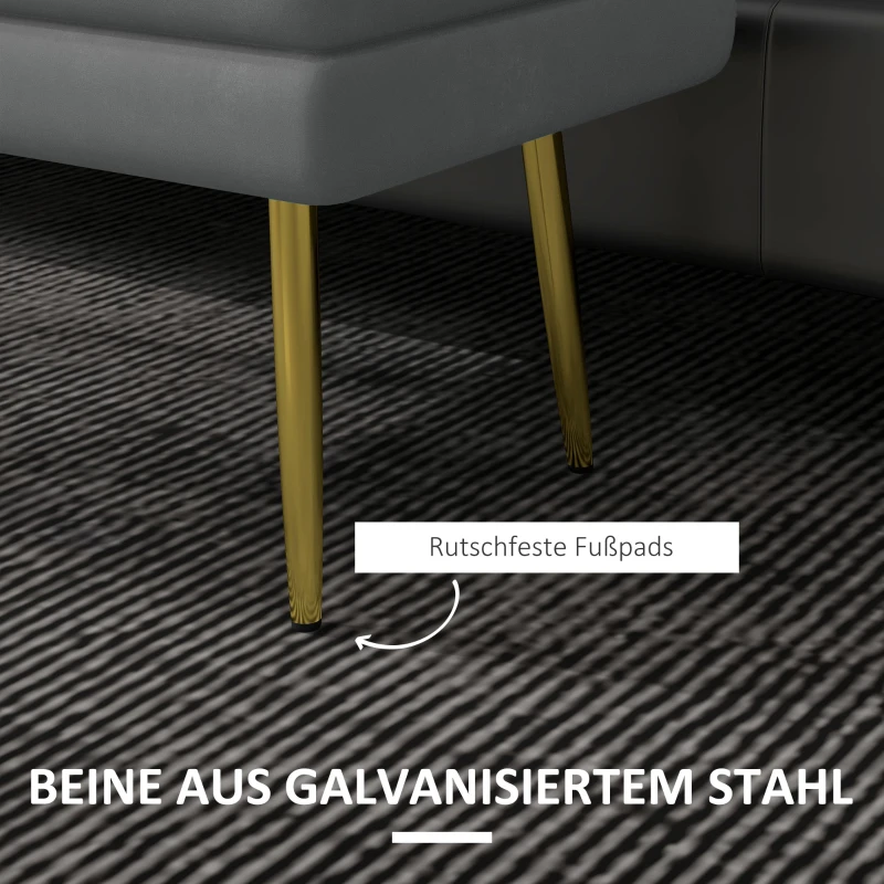 HOMCOM Zitbank, Gestoffeerde Bank met Opbergruimte, Staal, 79,5 cm x 37,5 cm x 43 cm, Donkergrijs