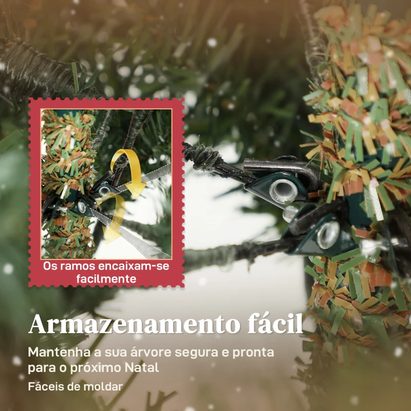 HOMCOM Árvore de Natal Artificial 180 cm com 1794 Ramos Densos Suporte Metálico Dobrável para Interior Verde