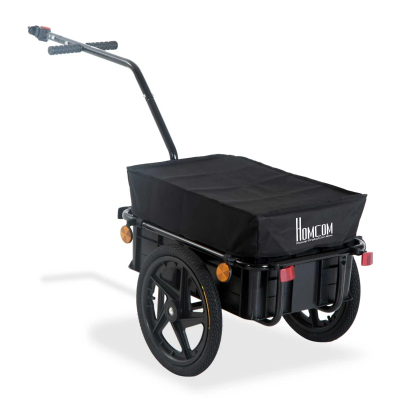 HOMCOM bagagekar voor fietstransportkar fietskar handkar staal oxford stof zwart 144 x 59 x 80 cm(m-11)
