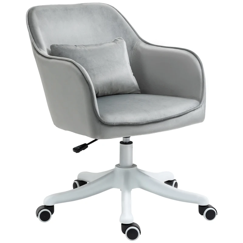 Vinsetto massage bureaustoel kantoorstoel computerstoel draaistoel werkstoel met trilfunctie armsteunen in hoogte verstelbaar fluweel grijs 55 x 65 x 79-89 cm