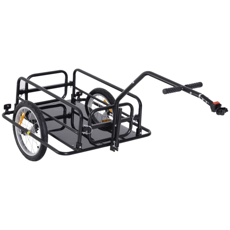 HOMCOM Aanhangwagen koppeling transportaanhanger fietskar bolderwagen zwart(m-15)