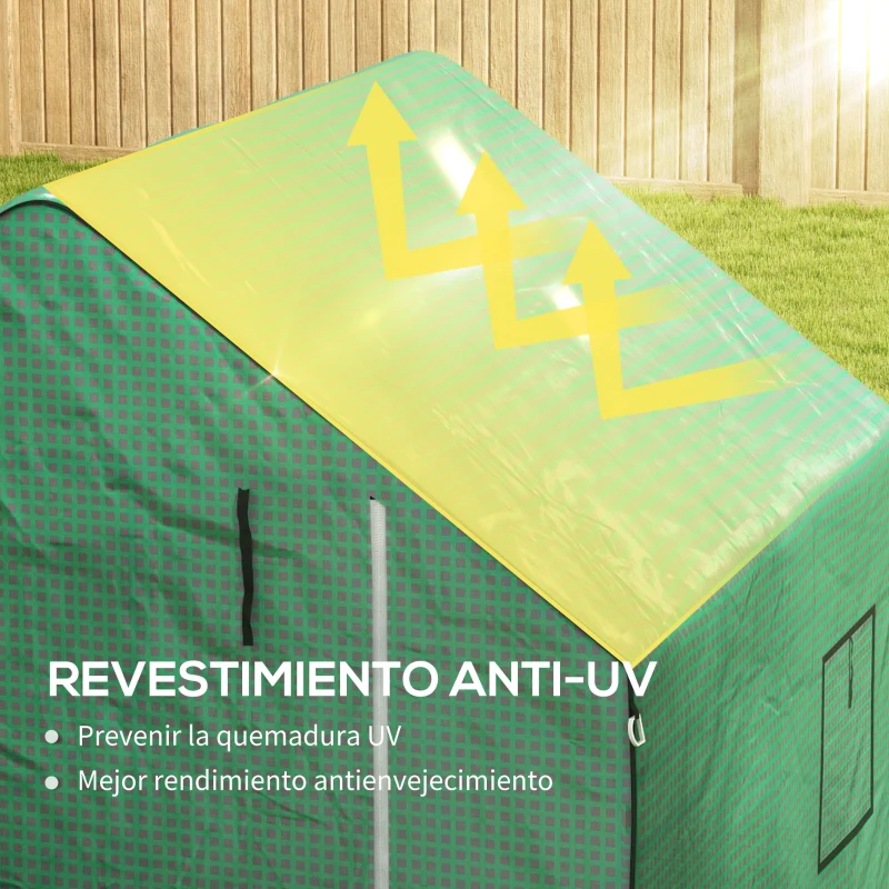 Outsunny Cubierta de Repuesto de Invernadero 140x143x190 cm con Ventana Puerta con Cremallera Anti-UV Protección de Plantas Verde