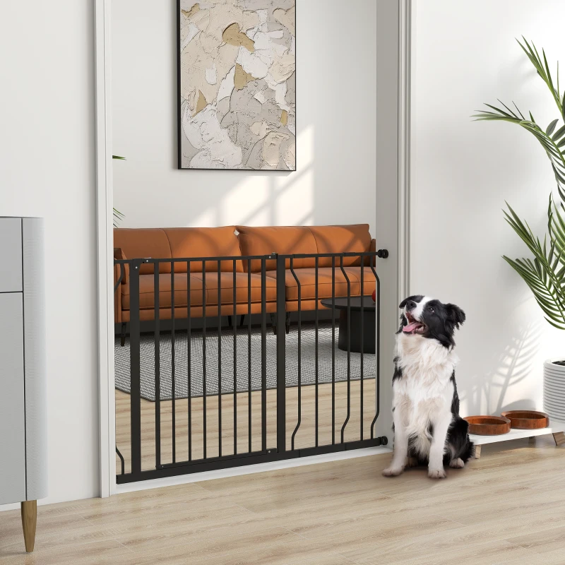 PawHut Huisdier Afsluithek, Klemmontage, Verstelbare Lengte, Staal/ABS, 75-115 x 76cm, Zwart