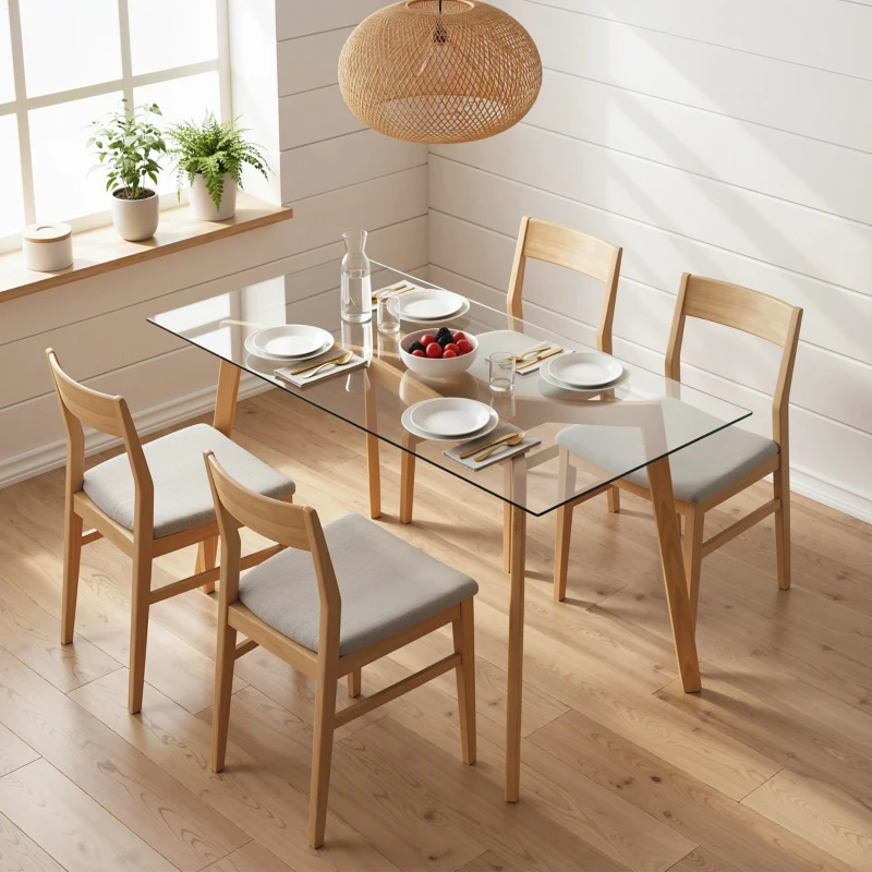 HOMCOM Mesa de Comedor Rectangular Moderna para 6 Personas Superficie de Vidrio Templado 150x75x76 cm Transparente