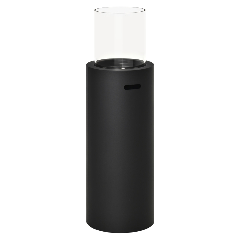 HOMCOM Ethanolkachel bio-ethanolbrander 0.4 L, 1 uur Brandduur 1000W no smoke staal gehard glas zwart 30 x 30 x 94 cm