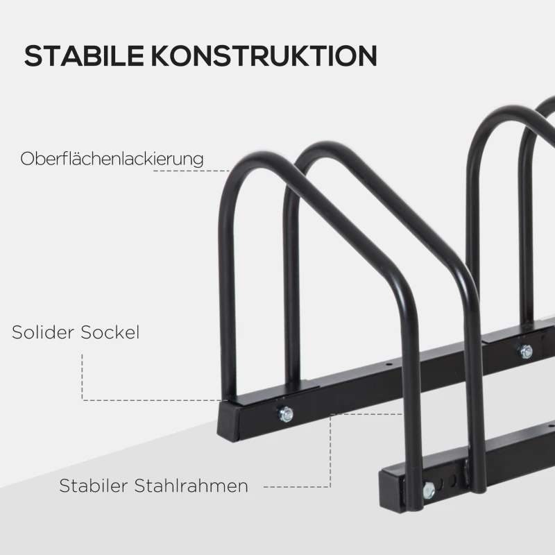 HOMCOM Fahrradständer für 6 Fahrräder, wetterfest, Wand- oder Bodenmontage, Stahl 179 x 33 x 27 cm