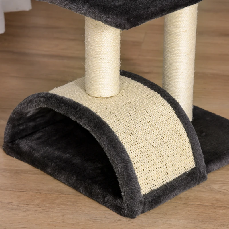 krabpaal kattenboom met krabplank zacht kussen pluche sisal grijs