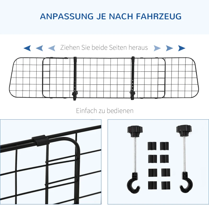 PawHut veiligheidshek auto zwart 152 cm x 30 cm