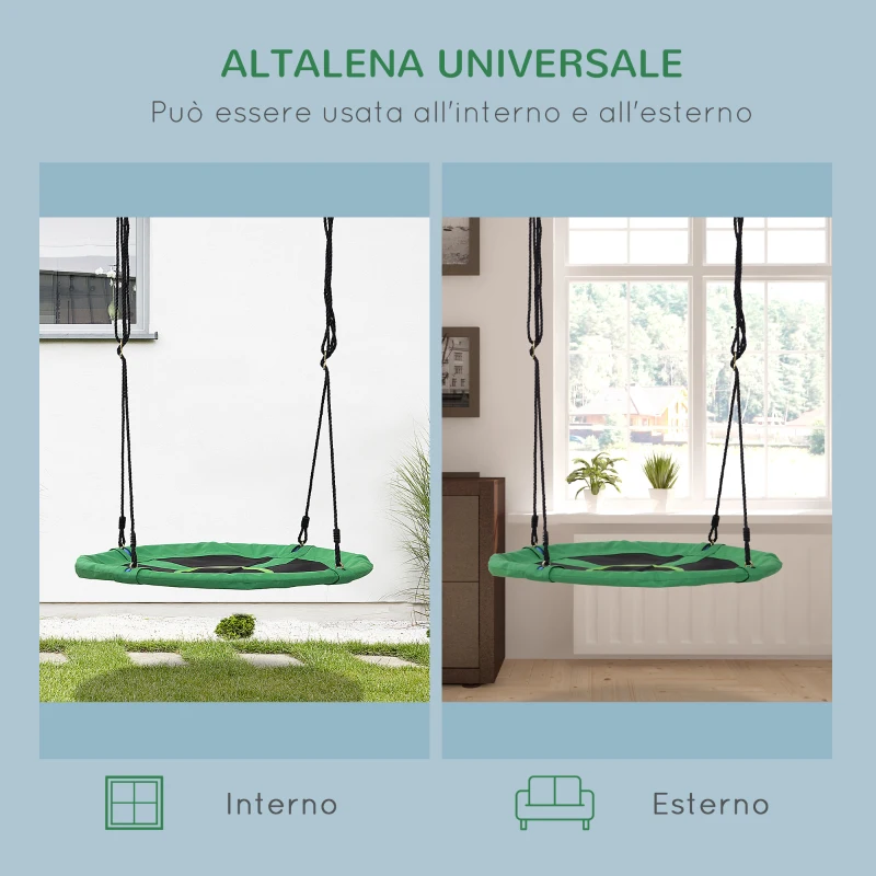 HOMCOM Altalena da Giardino con Rete Traspirante per Bambini Φ100x4.5cm Verde