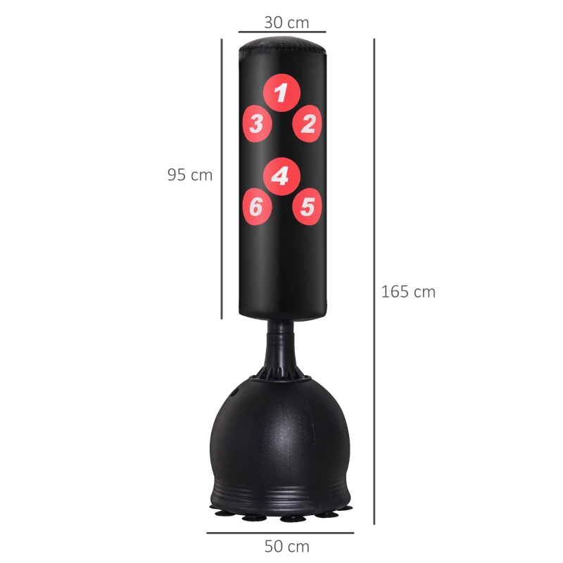 HOMCOM Sacco da Boxe da Terra, Sacco da Pugile per Adulti e Bambini, Fit Boxe Arti Marziali (50x50x165cm)