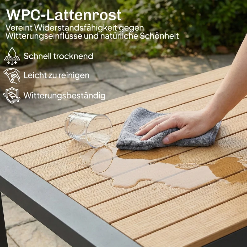 Outsunny Tuinmeubelset aluminium zitgroep voor 4 personen waterafstotend extra diep met 2-zitsbank, 2 fauteuils en bijzettafel