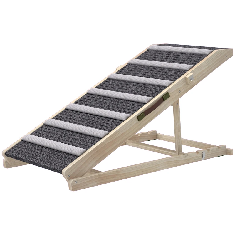 PawHut Dog Ramp for Couch, Adjustable Folding Pet Ramp, 4 Adjustable Height Dog Climbing Ladder, 35/43/47/50 cm Height