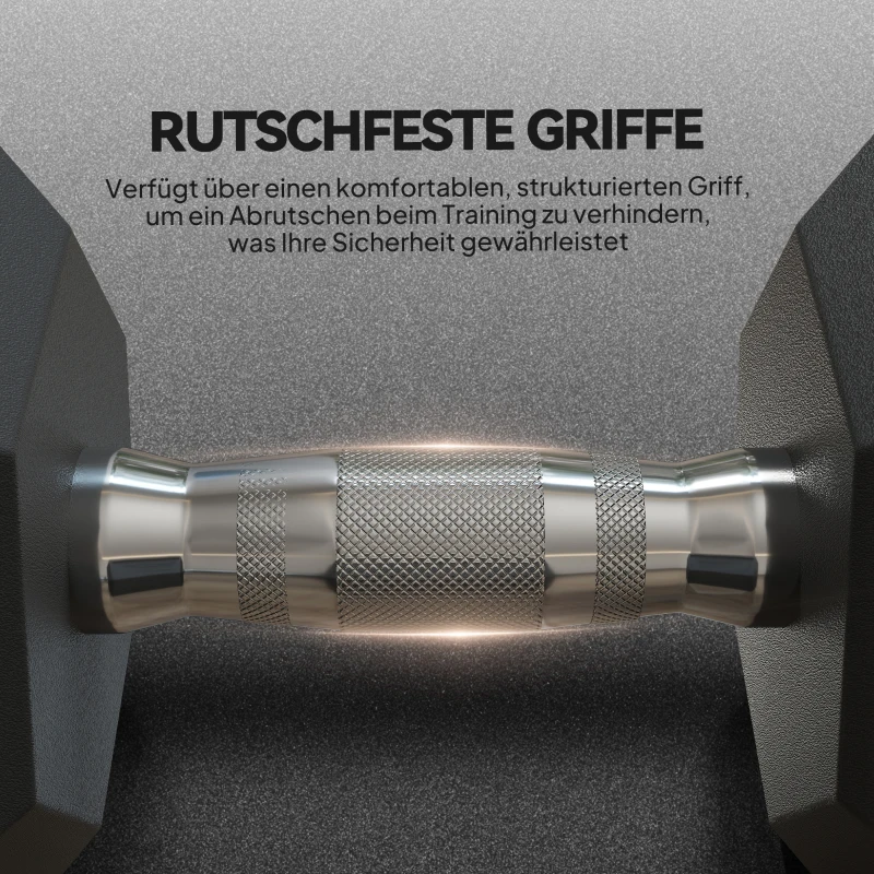 HOMCOM hexagon dumbbell gietijzeren dumbbell rubberen dumbbell handvat gekartelde gewichten metaal rubber zwart 1 x 15 KG(m-5)