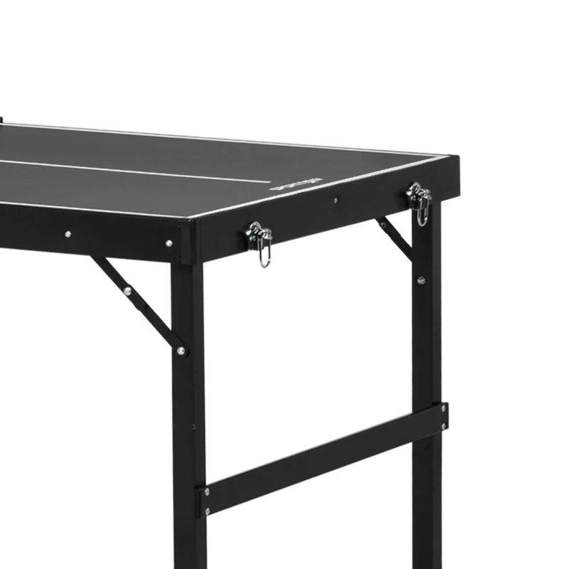 SPORTNOW 5ft Mini Table Tennis Table, Folding Ping Pong Table with Net and Aluminium Frame, Portable Ping Pong Game Set for Indoor Outdoor Use, Black