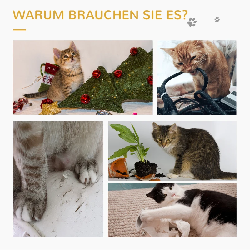 PawHut Kratzbaum Katzenbaum Kletterbaum für Katzen Katzenkiste mit Katzenball Grau 30x30x50 cm