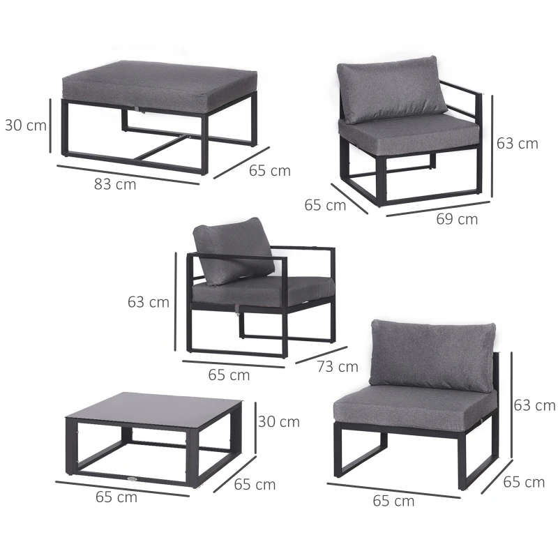 Outsunny 6-delig Tuinset tuinset tuinbankset