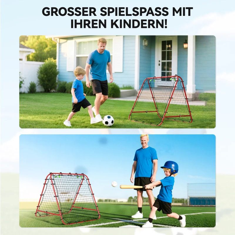 HOMCOM Fußballtor, verstellbar, klappbar, Metallrahmen, 100 x 68-95 cm, Rot