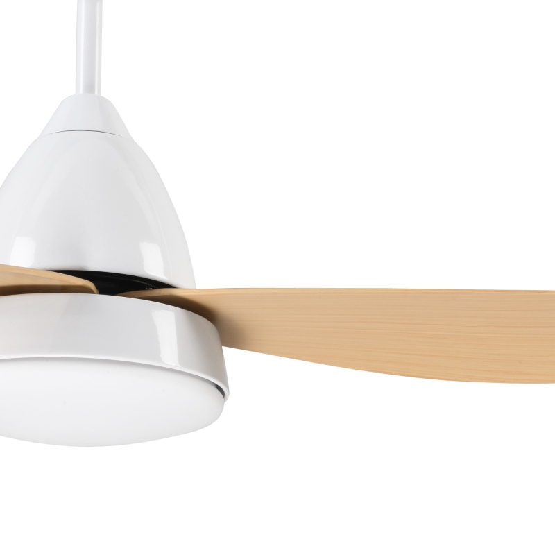 HOMCOM Ventilateur plafond avec lumiere 24 W réversible, ventilateur de plafond avec 3 pales et télécommande 6 vitesses silencieux, lampe ventilateur plafond LED Ø122 cm, pour chambre, salon, blanc