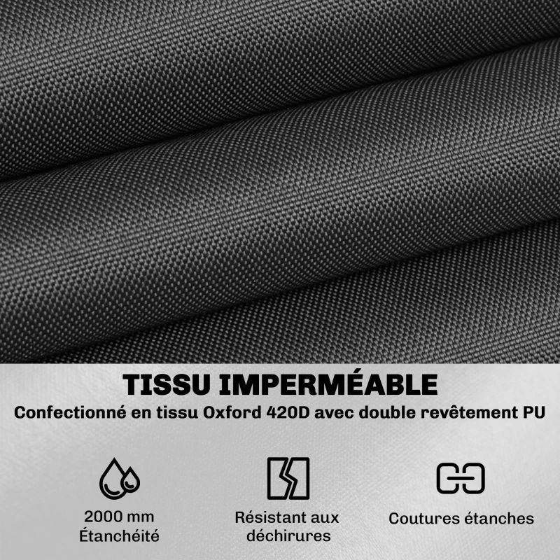 Outsunny Housse de mobilier de jardin imperméable pour table ronde, tissu Oxford 420D pour jardin extérieur, Ø200 x 80 cm, noir