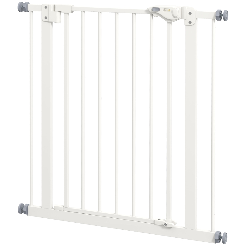 PawHut Huisdieren Veiligheidshekje, Afscheiding, Beschermhek voor Huisdieren, Metaal, Kunststof, 74-80 cm, Wit