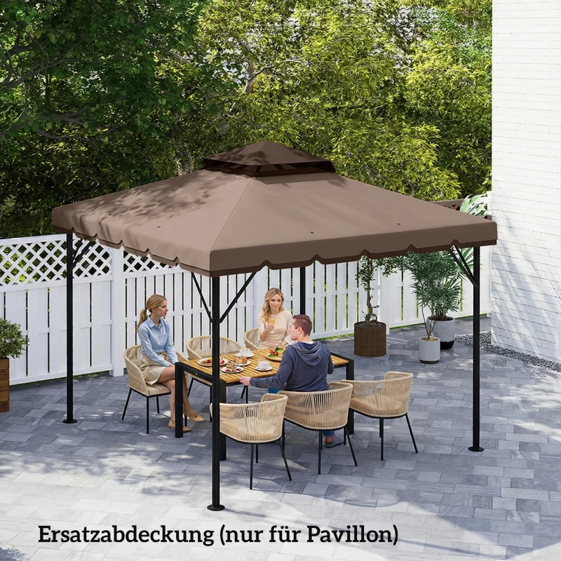 Outsunny Ersatzdach für Pavillon 3x3m Wasserabweisend Pavillondach mit Doppeldach Wasserablauflöchern Khaki