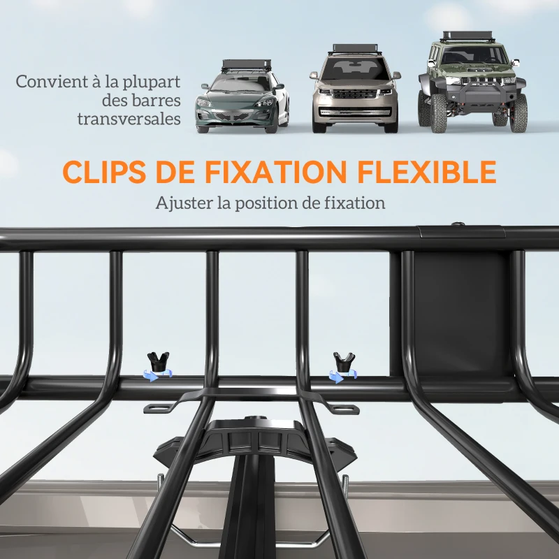 HOMCOM Porte-bagages Galerie de toit pour voiture en métal réglable en longueur de 109 à 162L cm Charge max 100kg