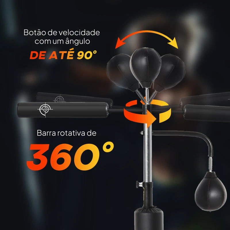 HOMCOM Punching Ball de Boxe com Altura Ajustável com 2 Bolas de Velocidade Barra Giratória 360° e Base Preenchida 88x50x160-230cm Preto