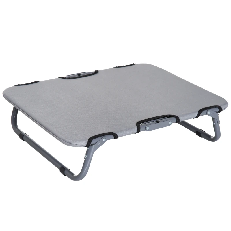 PawHut Hundeliege Outdoor, klappbar Erhöhtes Hundebett für kleine Hunde, Kühlendes Haustierliege mit Stahlrahmen, Haustierbett für Draußen Camping, 59 x 46 x 15 cm, Grau
