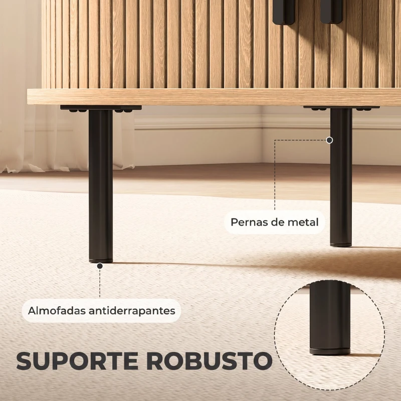 HOMCOM Mesa de Centro com Portas Deslizantes Mesa de Café Oval com Armazenamento Oculto 100x55x40 cm Natural