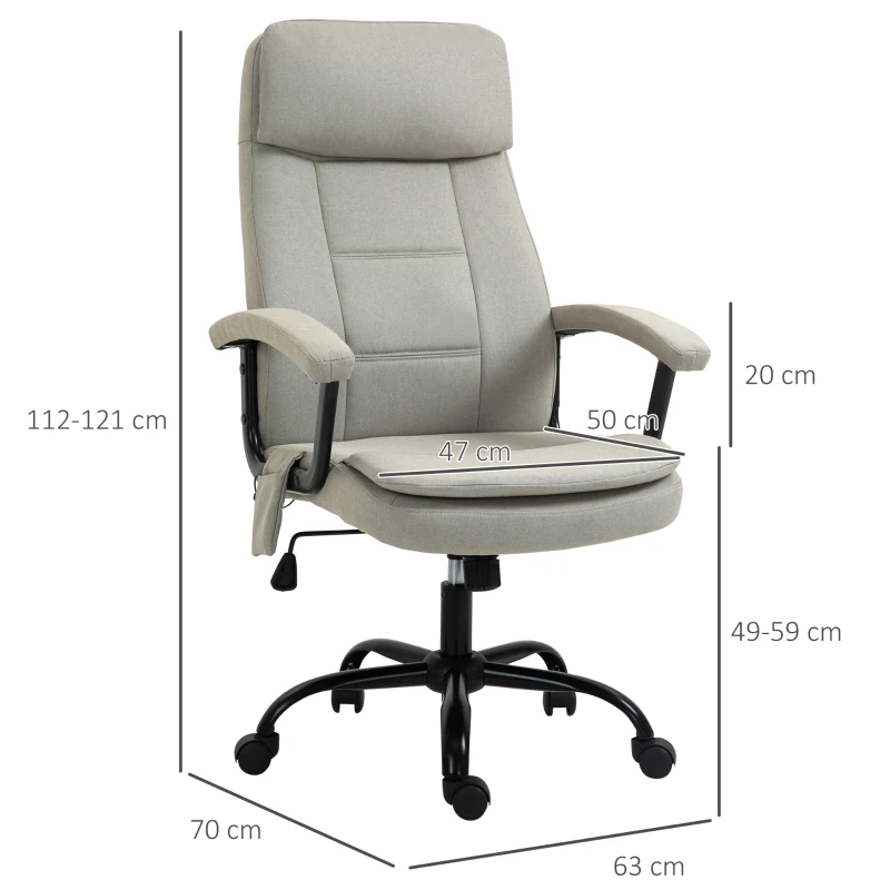 Vinsetto massagebureaustoel in hoogte verstelbare directiestoel gamestoel met massagefunctie ergonomische draaistoel massagestoel linnen look beige 63 x 70 x 112-121 cm