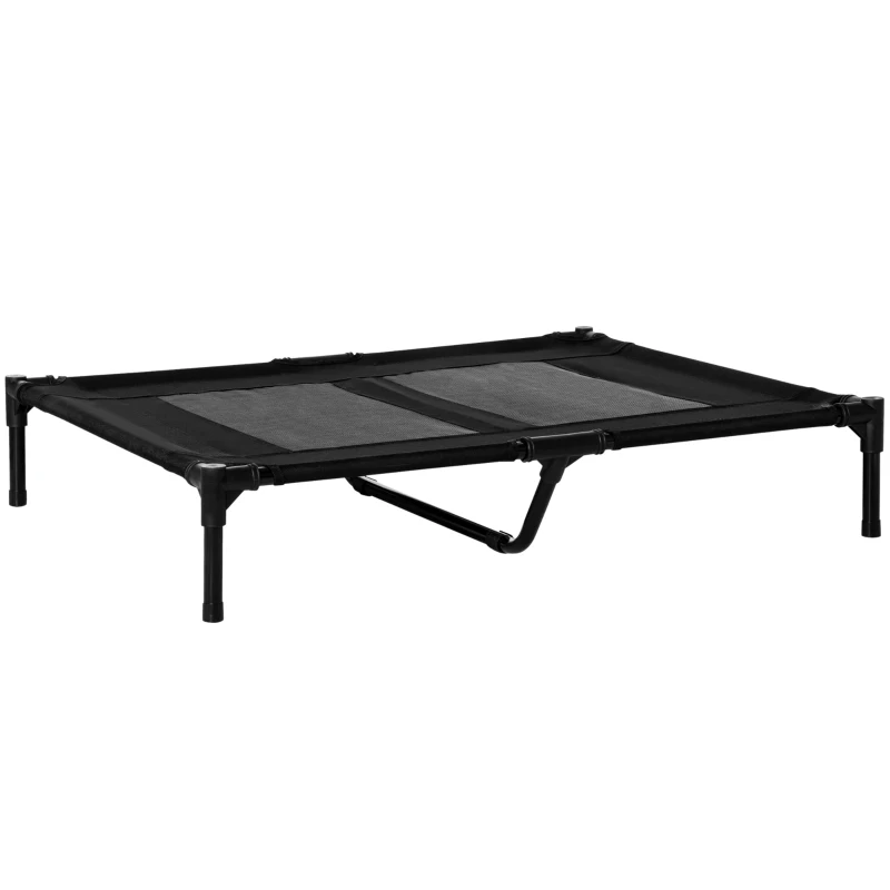 PawHut Hondenbed, Outdoor Hondenbed, inklapbaar, ademend, Zwart