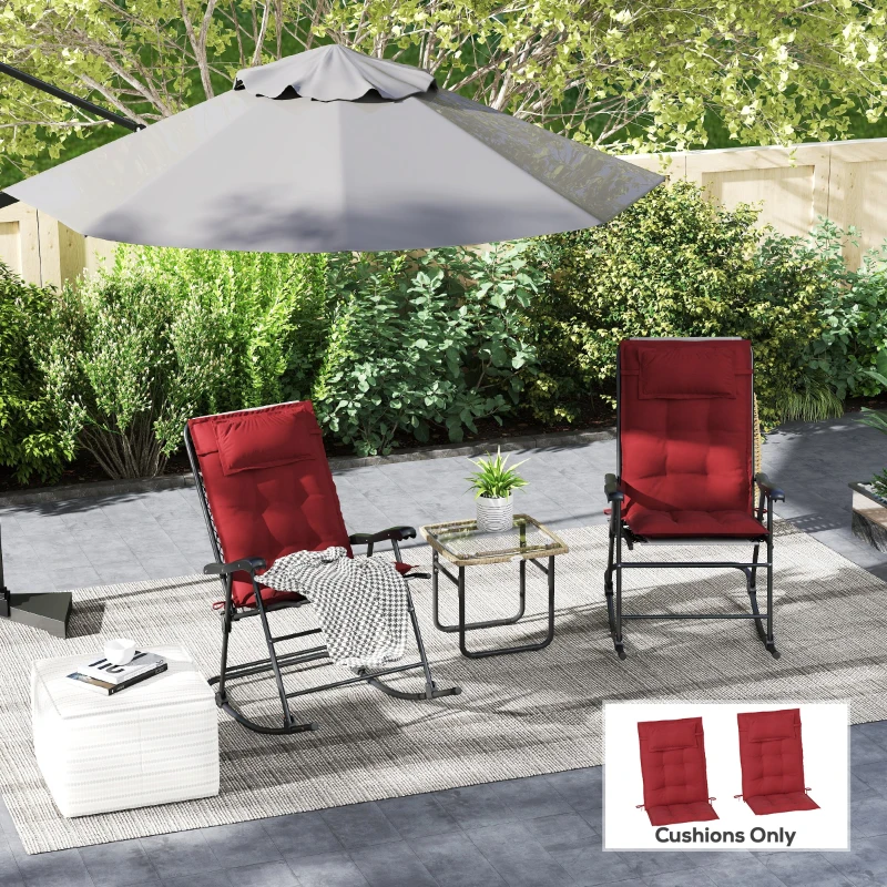 Outsunny 2er Set Auflage für Sonnenliege Wasserabweisend Liegenauflage für Gartenliege Polsterauflage 50x116x5 cm, Weinrot