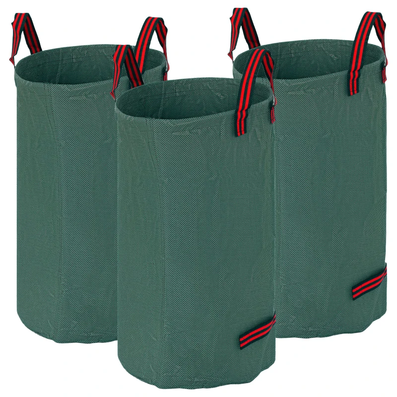 Outsunny 3x120L Waterdichte Tuinafvalzak met Handvatten, Robuust en UV Bestendig Groen