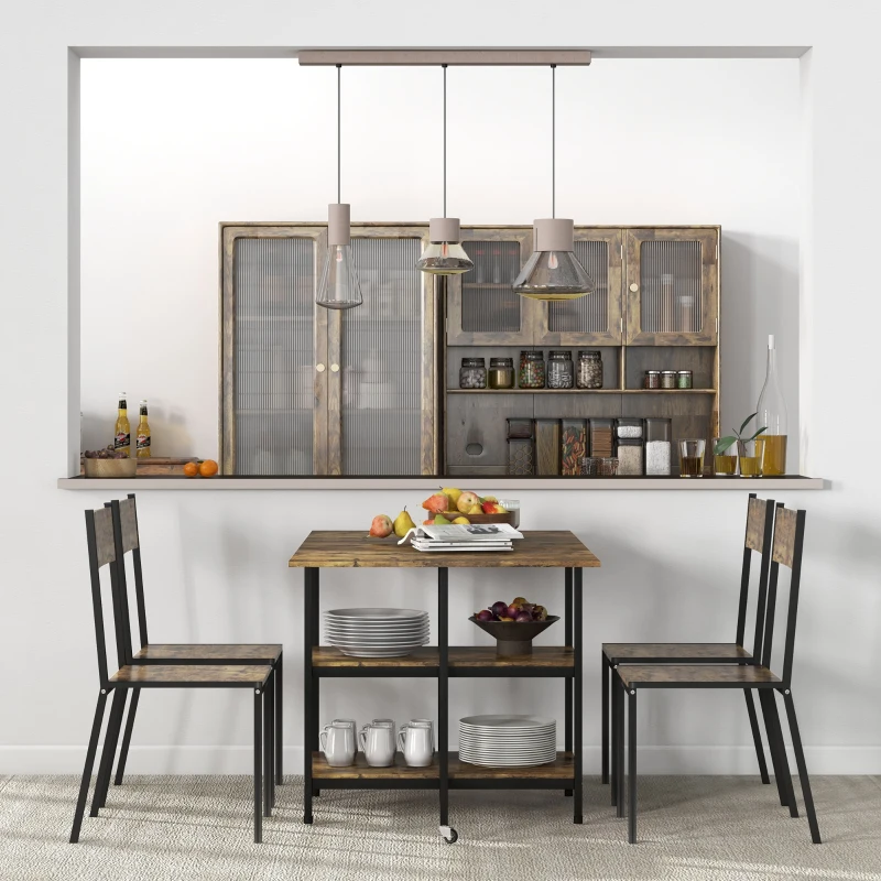 HOMCOM Opvouwbare eettafel, industriële stijl, 140 cm x 80 cm x 75 cm, bruin + zwart(m-9)
