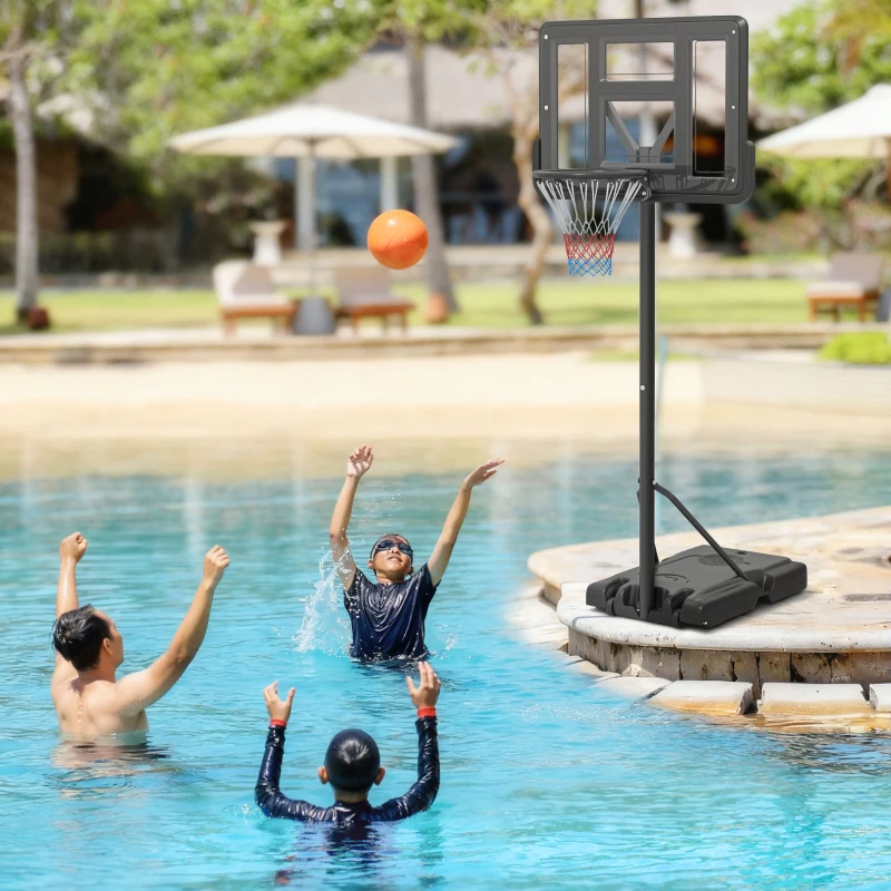 SPORTNOW Basketballständer, Outdoor/Indoor, höhenverstellbar, mit Rädern, befüllbare Basis, Korbhöhe 2,30-3,05 m