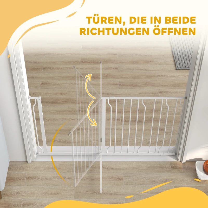 PawHut Honden-Deurafzetting, verstelbare lengte 75-145 cm, Montage zonder Boren, Staalframe, Wit
