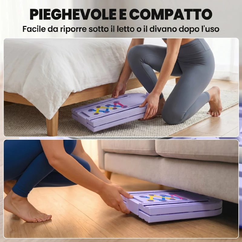 SPORTNOW Tavola Pilates 4 in 1 Pieghevole, Set Reformer per Allenamento Casa, Blu Chiaro