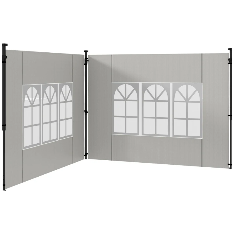 Outsunny Conjunto de 2 Paredes Laterais para Tendas de 3x3m e 3x6m Paredes Laterais com Janelas Transparentes 293x193cm Branco