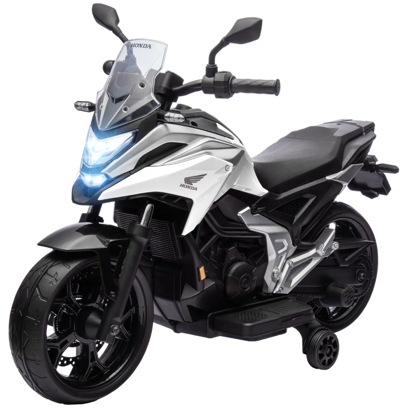 AIYAPLAY Moto électrique pour enfants moto porteur Honda pour enfants 3 à 6 ans avec musique, phares blanc(m-12)