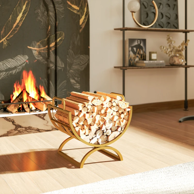 Outsunny Haardhoutrek 46 x 36 x 41 cm – Goud wafeldesign