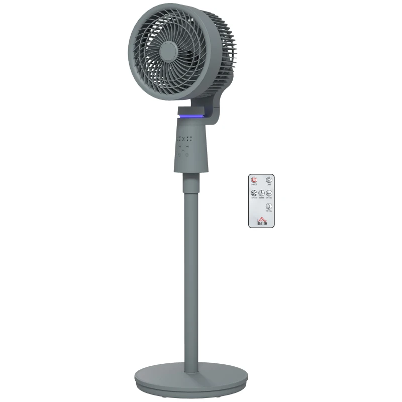 HOMCOM Pedestal Air Circulation Fan with Oscillating, Light Off, Grey