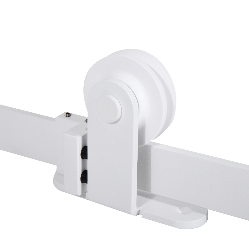 HOMCOM Schuifdeurrails Kit, Soepele Rollen, Ruimtebesparend, Koolstofstaal, Wit, 183 cm