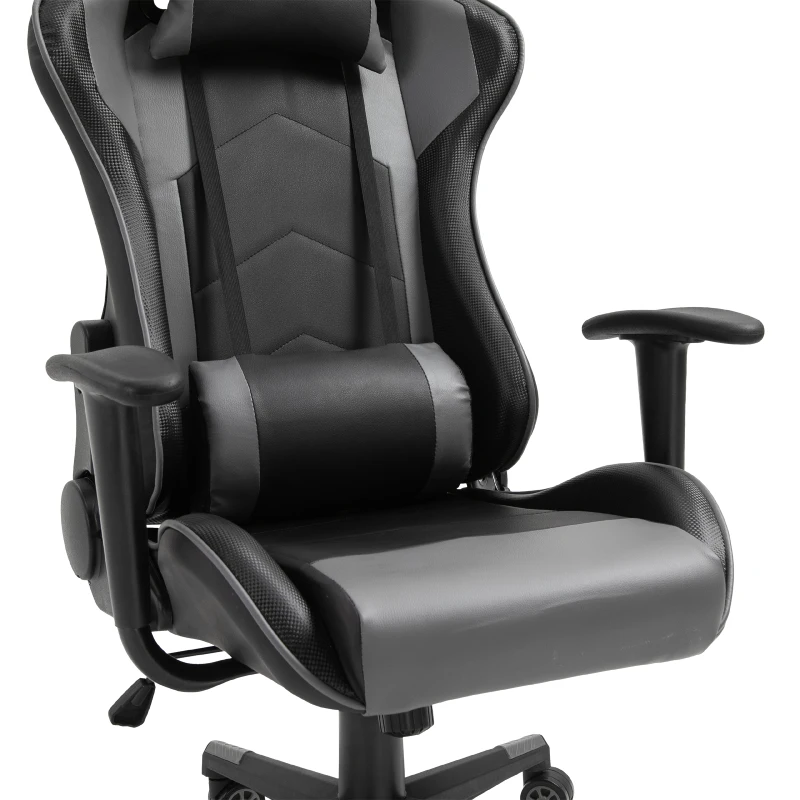 Vinsetto ergonomische bureaustoel, gaming stoel, draaistoel, kunstleer, schuimstof, MDF, zwart, 67,5 x 56 x 126-136 cm bureaustoel stoel kunstleer schuimstof MDF zwart | Aosom.de