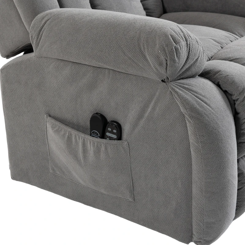 HOMCOM Recliner Armchair Lift Chair, Electric Recliner Chair with Vibration Massage and Heat, Wide Seat, USB Port, Light Grey