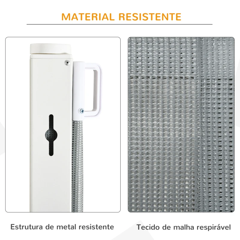 PawHut Barreira de Segurança para Cães Extensível Grade Retrátil para Animais de Estimação com Extensão Aço e Tecido de Textilene para Escadas e Portas 5,5-115x5,5x82,5cm Cinza