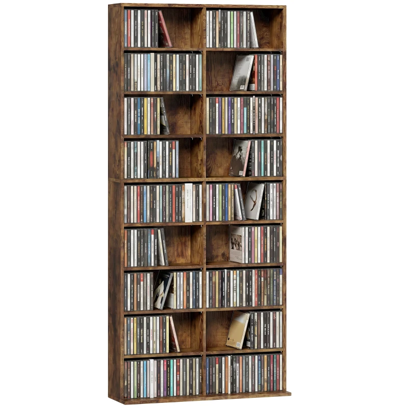 HOMCOM 640 CD Storage Tower - Rustic Brown