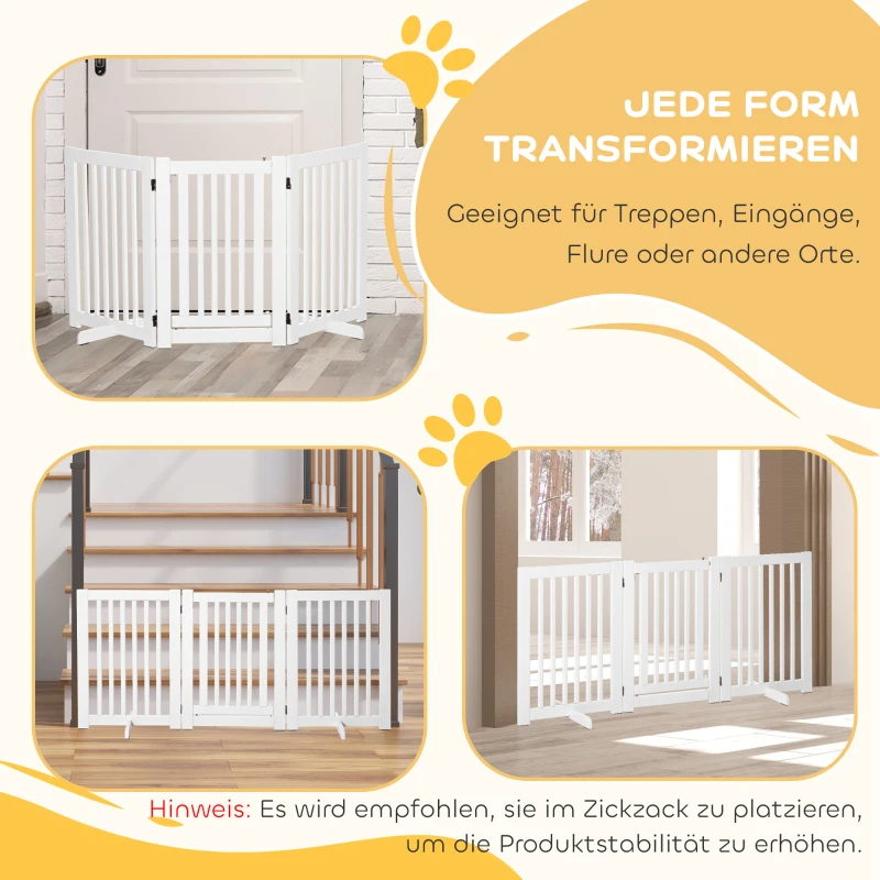 PawHut Afschermhek voor honden deurafscherming veiligheidshek MDF wit(m-4)